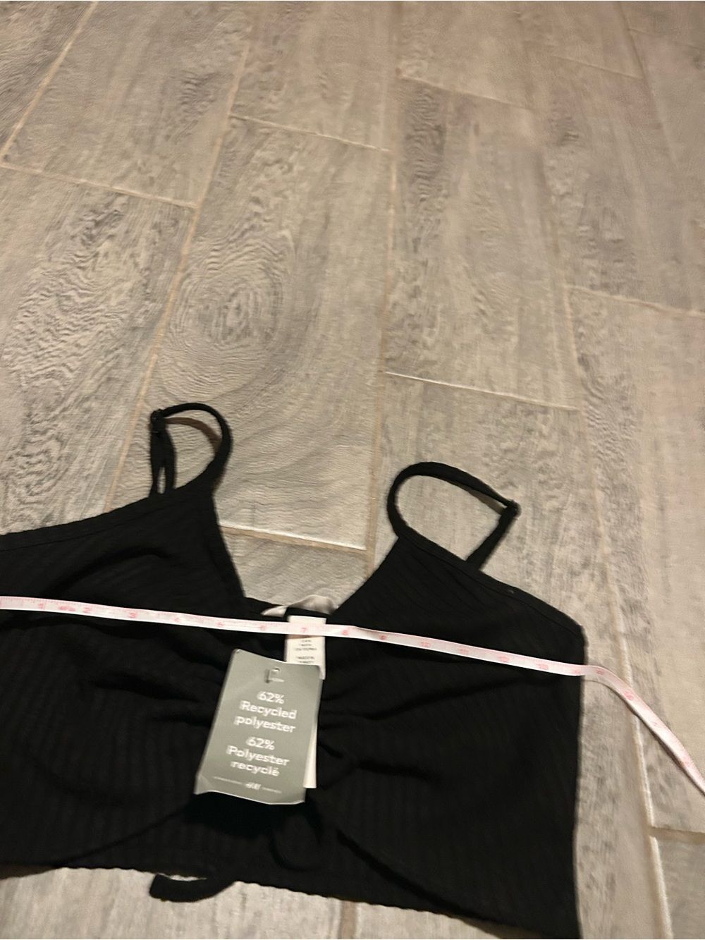 H&M Black Ribbed Drawstring Crop Top-size medium - Picture 7 of 7